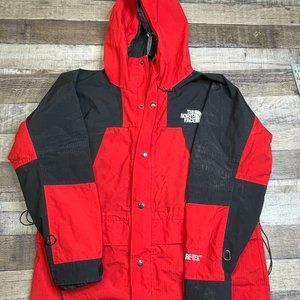 Vintage 90s North Face Gore-Tex Mountain Jacket Ladder Lock Red Rain Coat